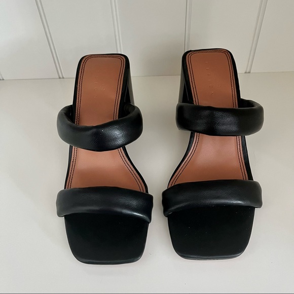 Black Padded Mid Heel Mules - Picture 2 of 2